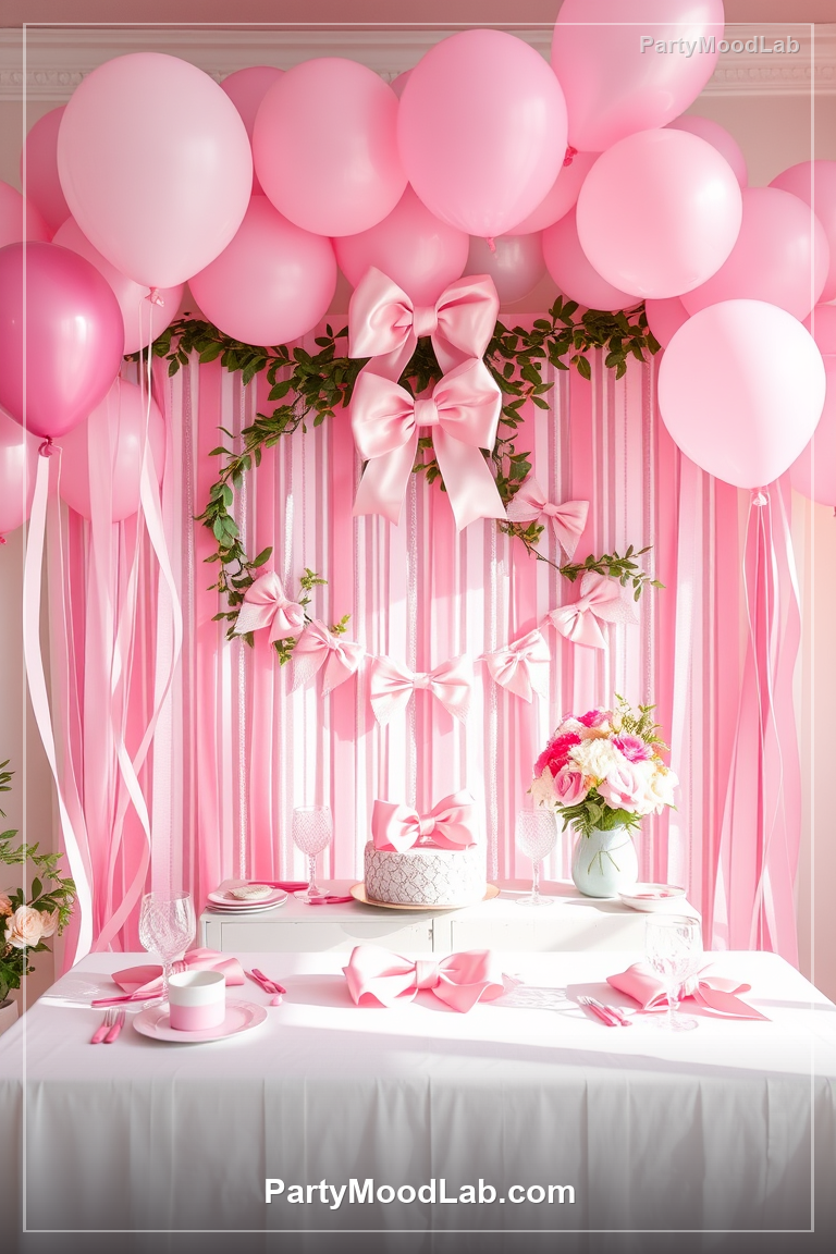 Pink Bow Birthday decor ideas — PartyMoodLab