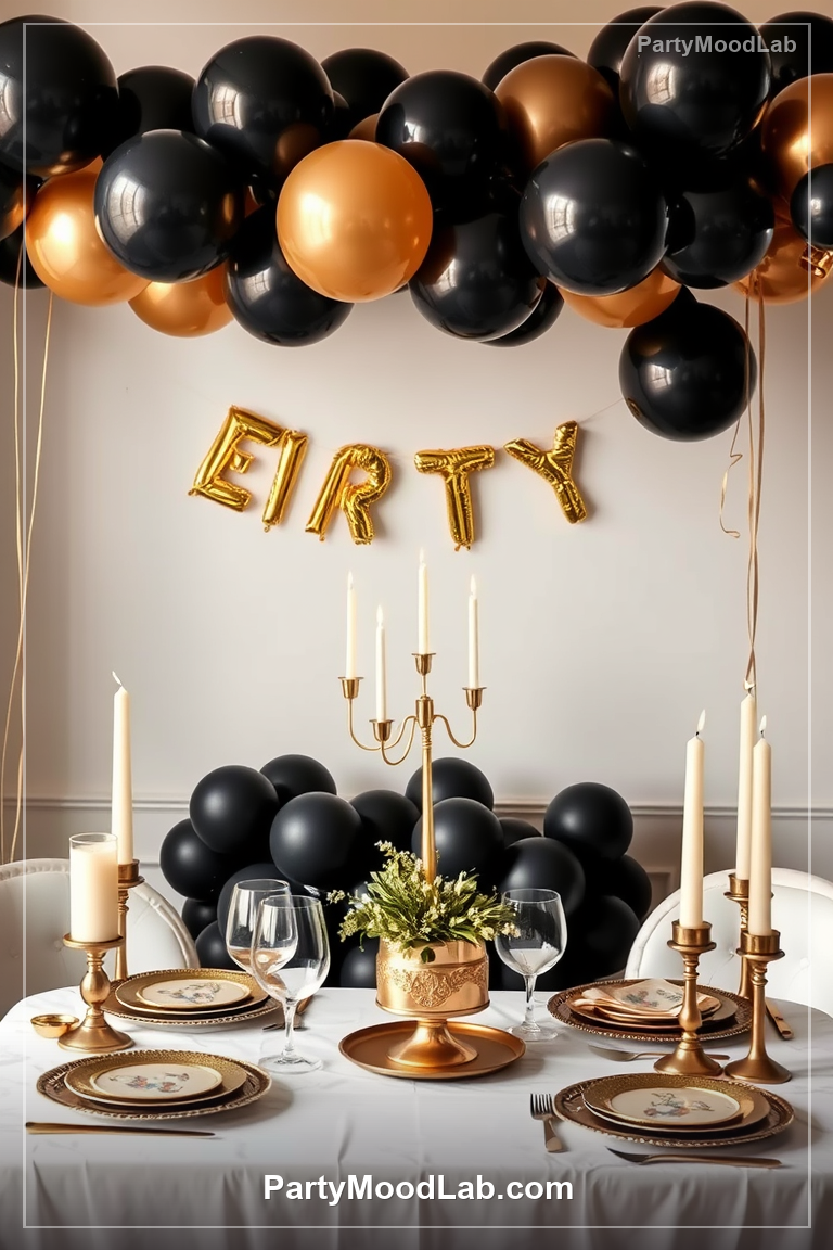 Minimal Black and Gold Birthday decor ideas — PartyMoodLab