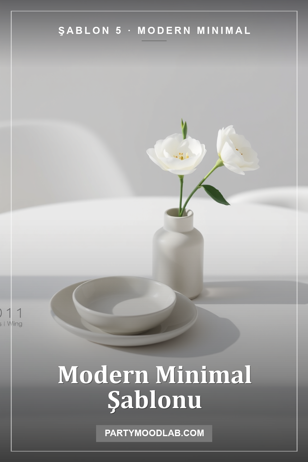 Modern minimal Pinterest şablonu - sade beyaz sofra