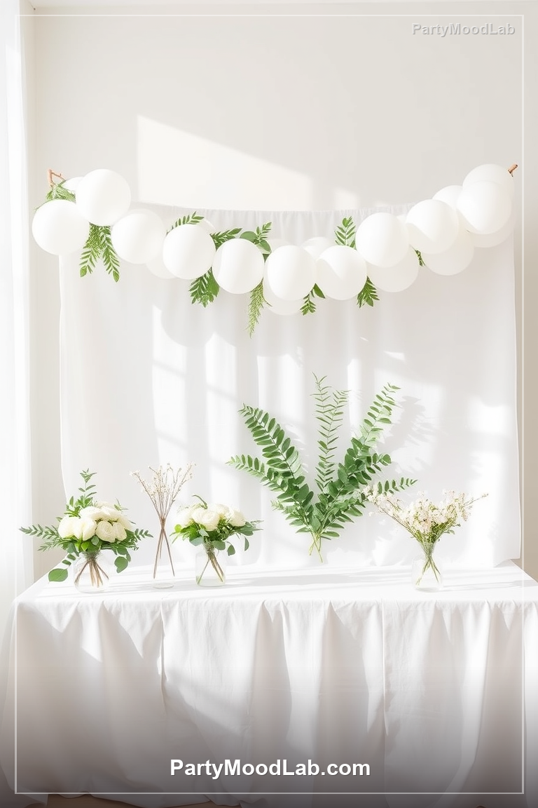 Minimal White Baby Shower decor ideas — PartyMoodLab