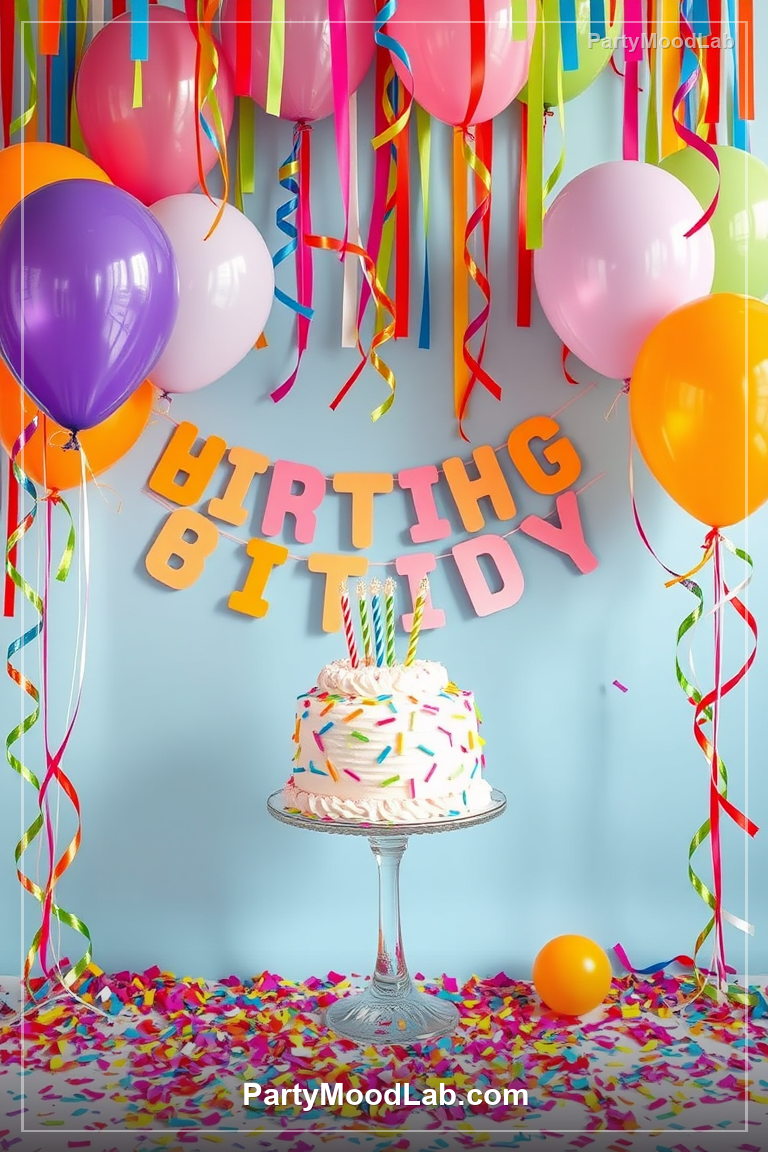 Rainbow Confetti Birthday decor ideas — PartyMoodLab