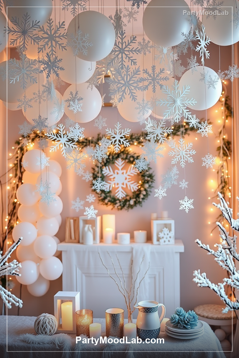 Winter Snowflake Baby Shower decor ideas — PartyMoodLab