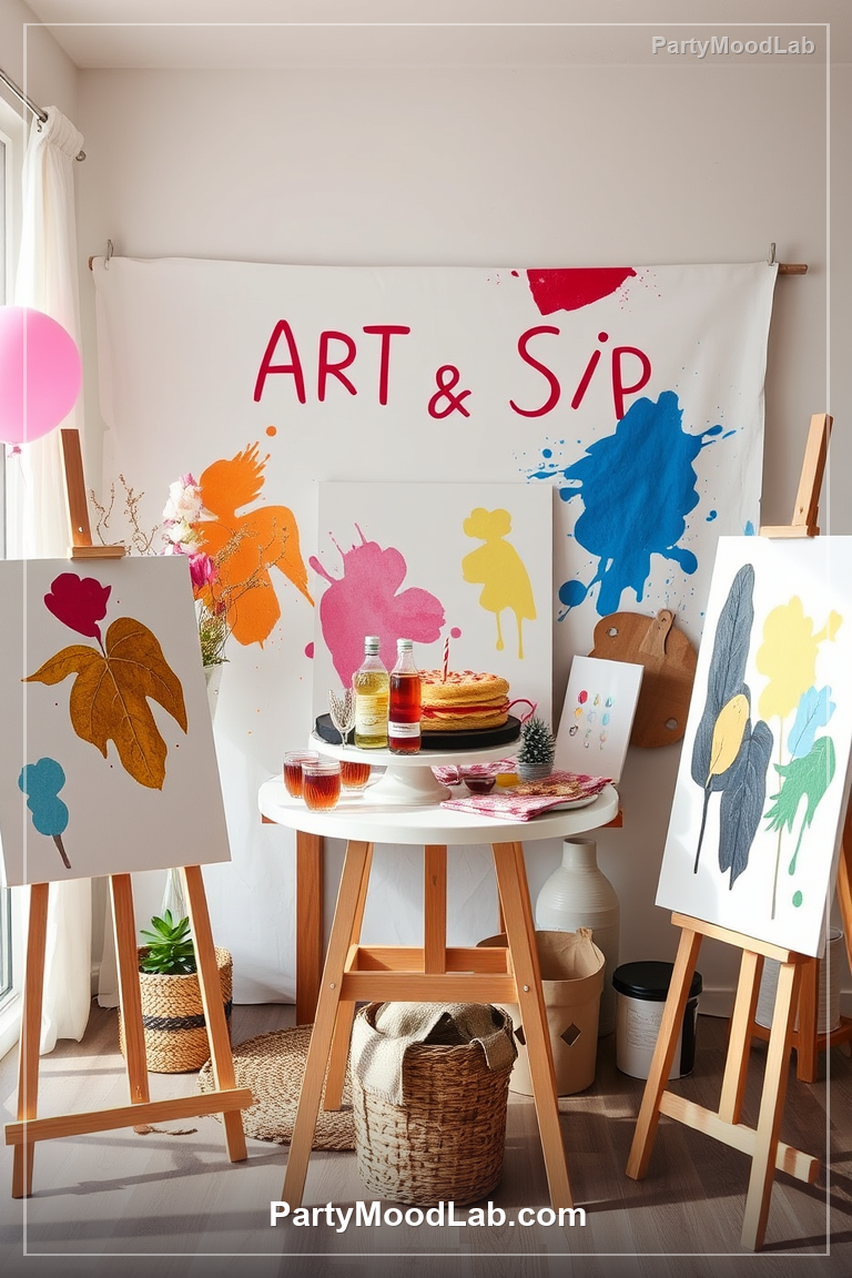 Art and Sip Birthday decor ideas — PartyMoodLab