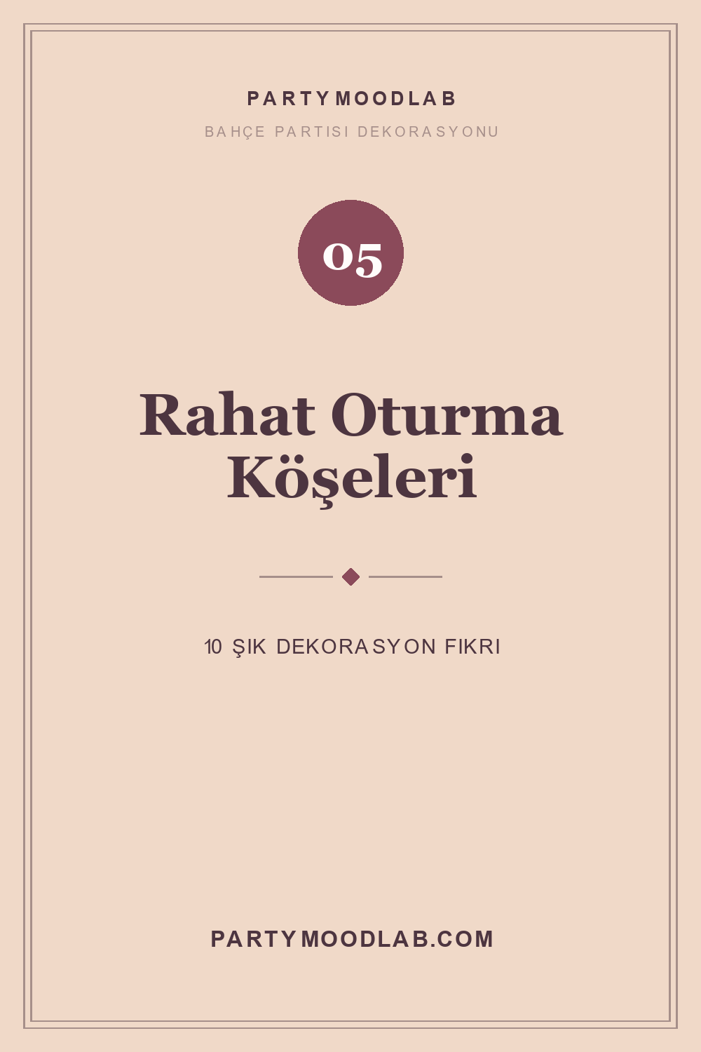Bahçe partisi rahat oturma köşeleri