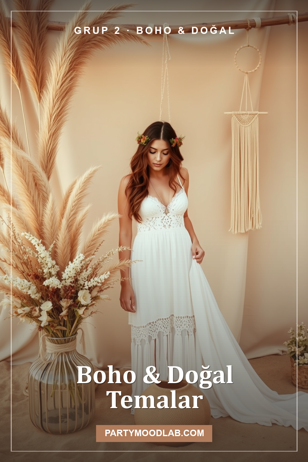 Boho & Doğal gelin partisi teması