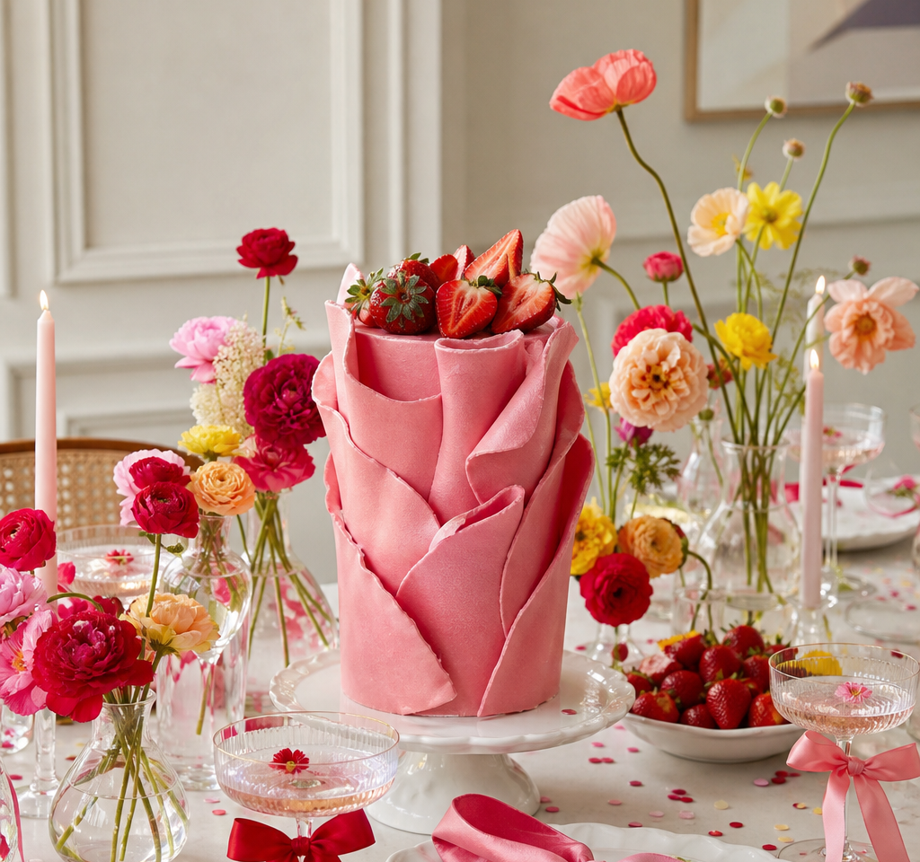 Modern Ribbon Party: Pink and Gold